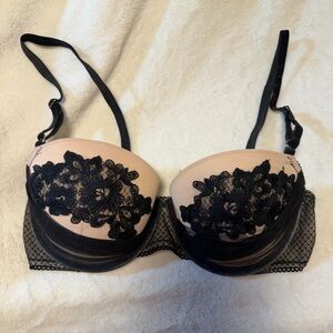 VICTORIA’S SECRET dream angels balconet Black Lace Padded Underwire Bra ~ 34C